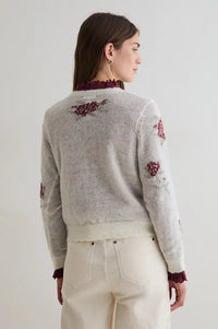 Yerse Cream Knitted Floral Jacquard Jumper