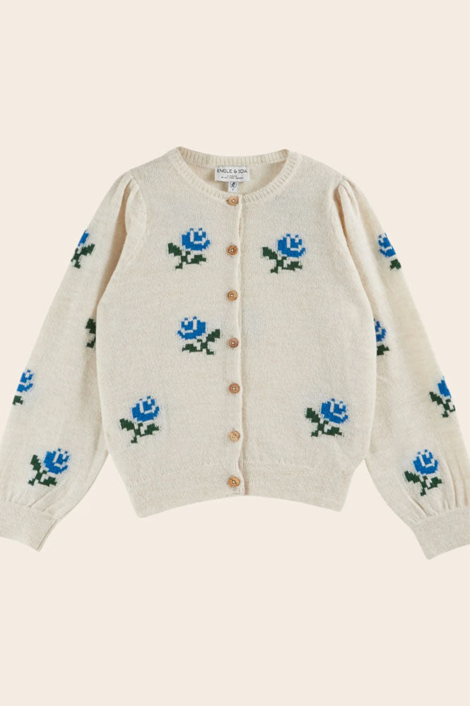 Emile Et Ida Calizia Floral Ecru Cardigan - The Mercantile London