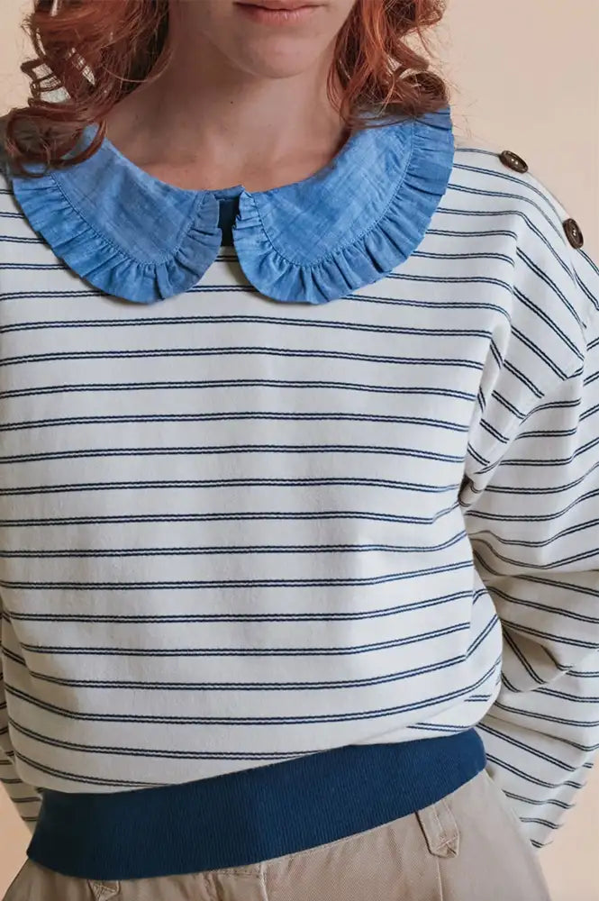 Emile Et Ida Elliot Navy Pinstripe Sweatshirt