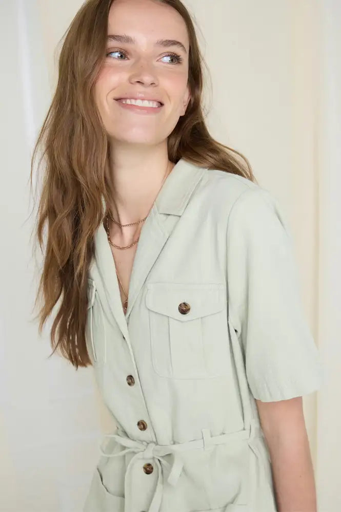 Atelier Rêve Kunis Celadon Green Dress - The Mercantile London