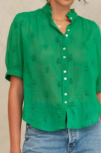 M.A.B.E Frani Green Embroidered Blouse - The Mercantile London
