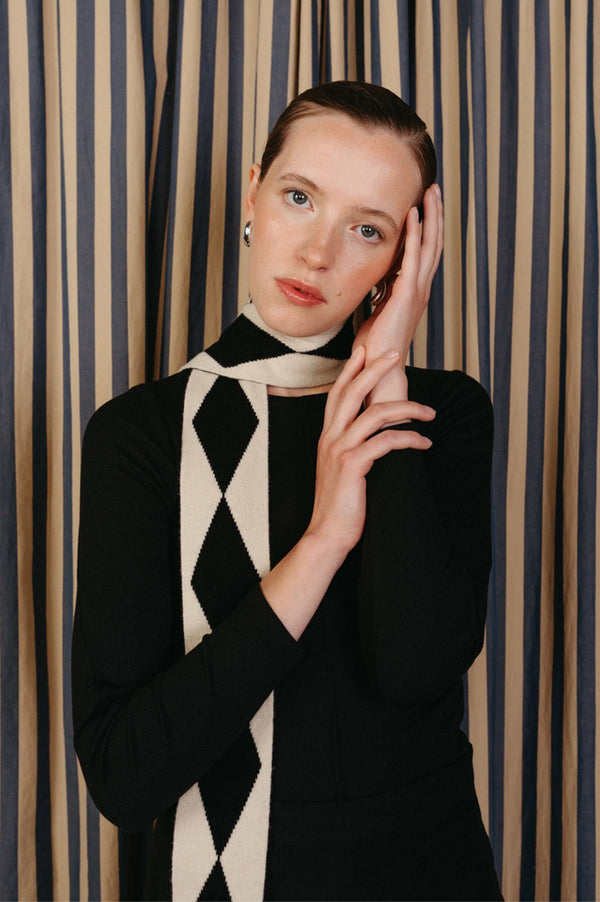 TBCo Black Harlequin Skinny Scarf