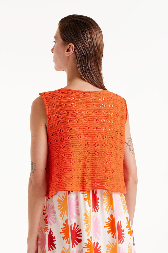 Compania Fantastica Orange Knit Bow Top - The Mercantile London