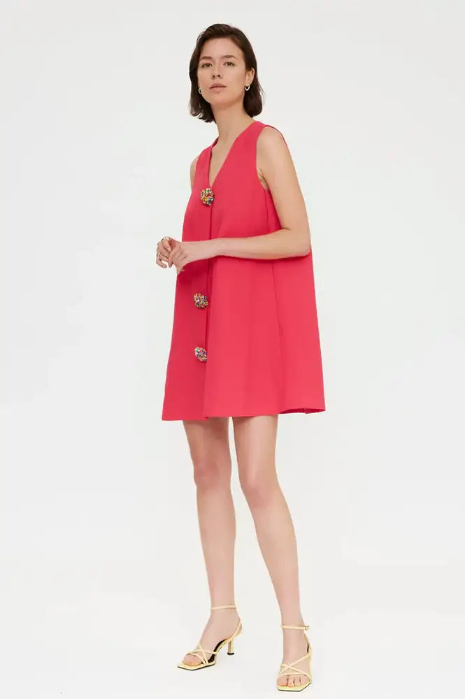 Compania Fantastica Fuchsia Bead Detail Dress - The Mercantile London