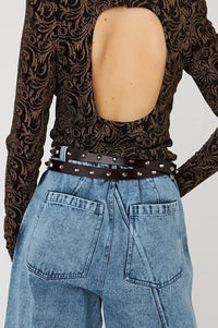 Stella Nova Studded Leather Brown Belt - The Mercantile London