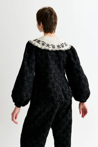 Louche Clementine Bow Jacquard Lace Collar Blouse - The Mercantile London