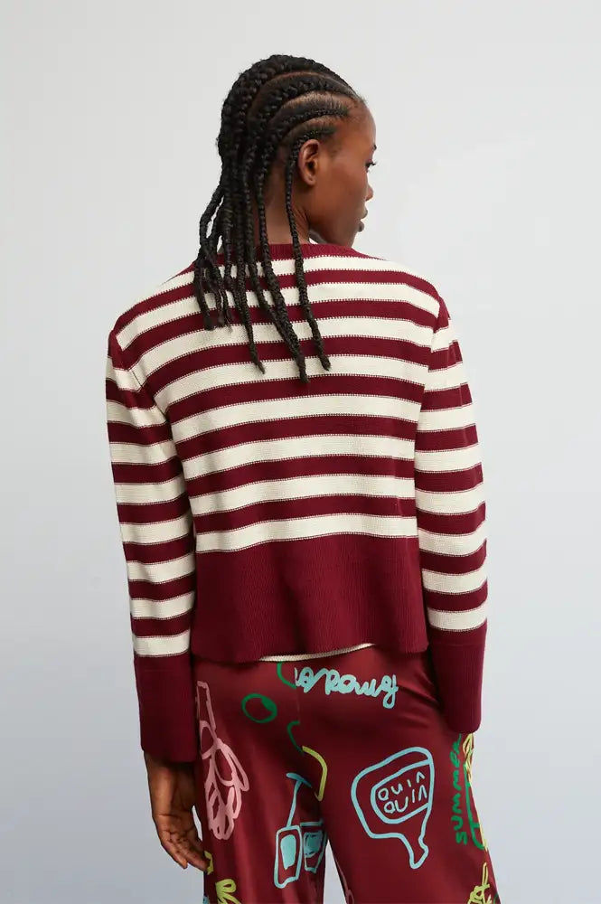 Dr Bloom Red Wine Stripe Cardigan - The Mercantile London