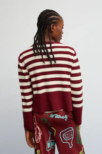 Dr Bloom Red Wine Stripe Cardigan - The Mercantile London