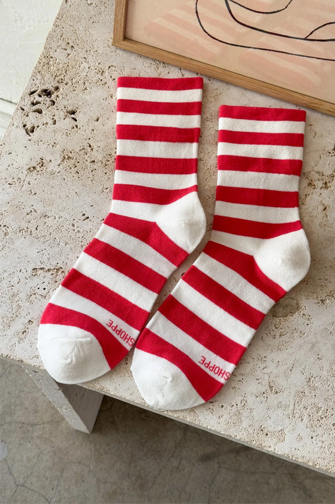 Le Bon Shoppe Wally Red Wide Stripe Socks - The Mercantile London