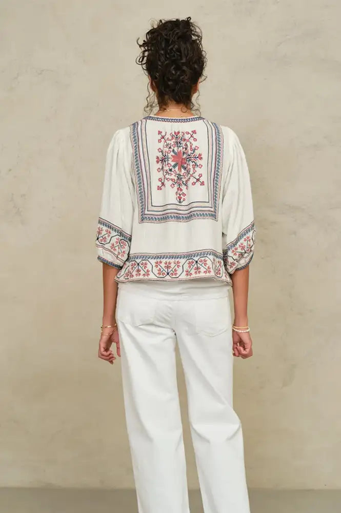 M.A.B.E Calista Ecru Embroidered Jacket