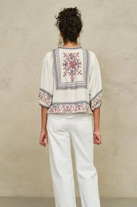 M.A.B.E Calista Ecru Embroidered Jacket