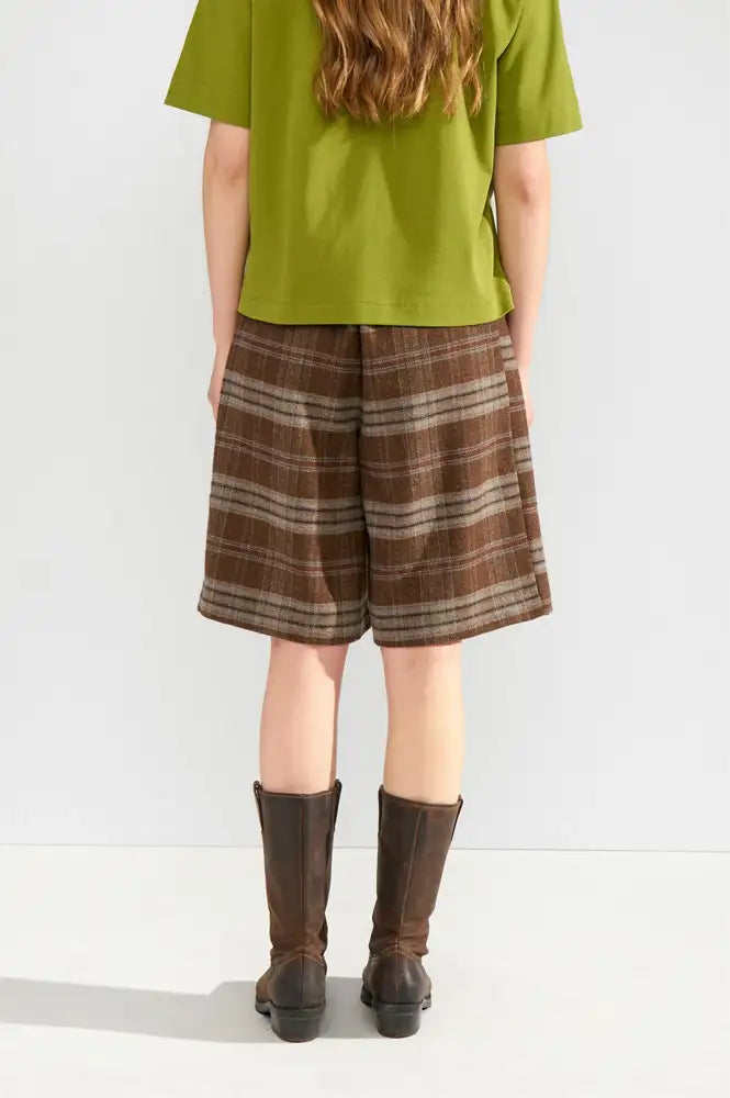 Numph Ezma Kelp Plaid Bermuda Shorts