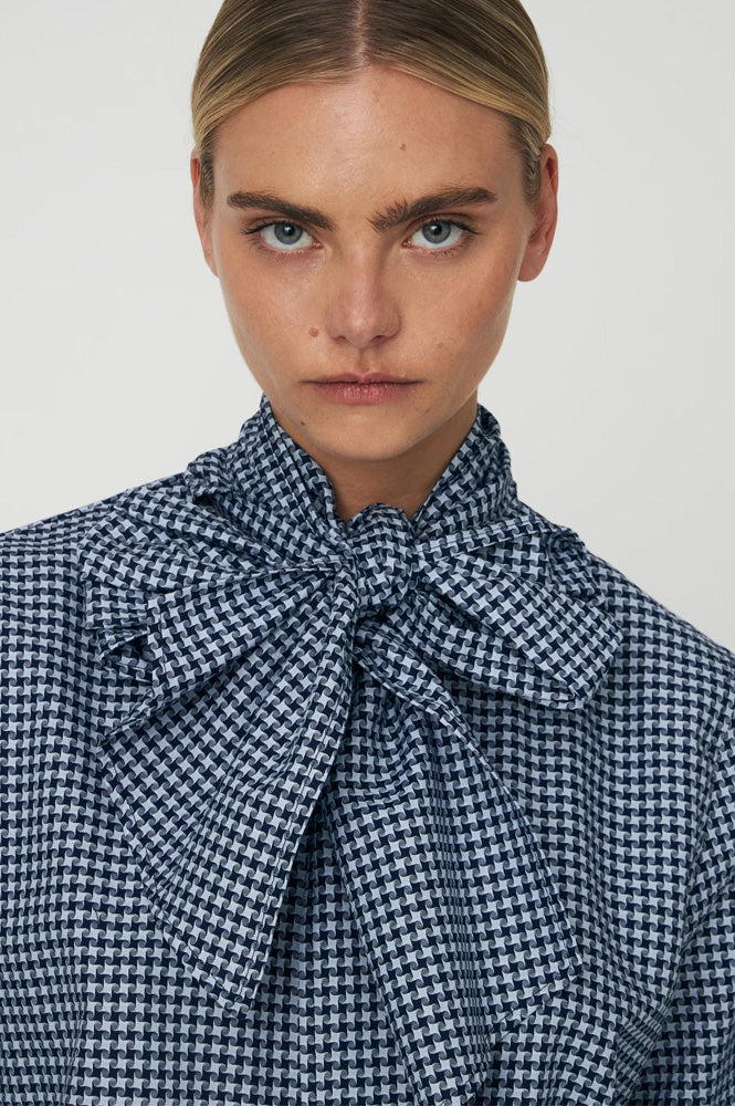 Stella Nova Blue Check Bow Shirt - The Mercantile London