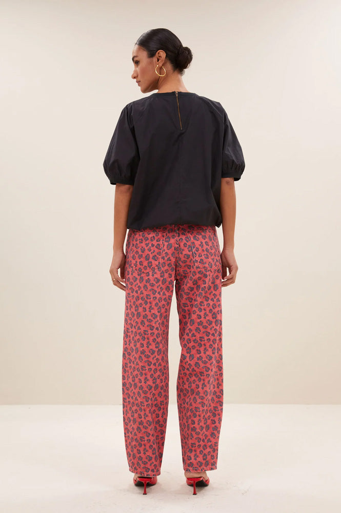 By-Bar Lew Red Cheetah Print Trousers - The Mercantile London