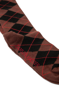 Damson Madder Chocolate Argyle Knee Length Socks