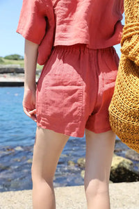 L.F. Markey Basic Paprika Linen Shorts