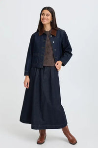 Fransa Leslie Dark Blue Denim Skirt