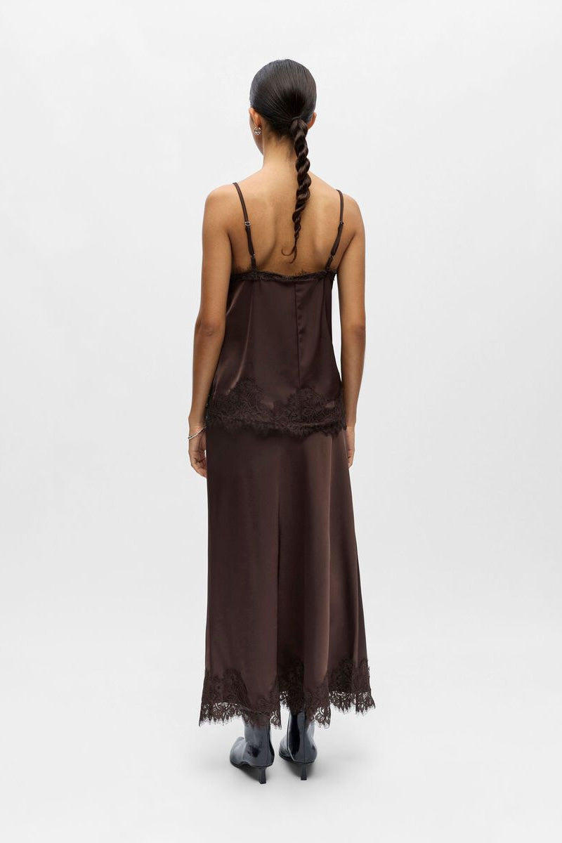 Object Naline Seal Brown Lace Slip Top