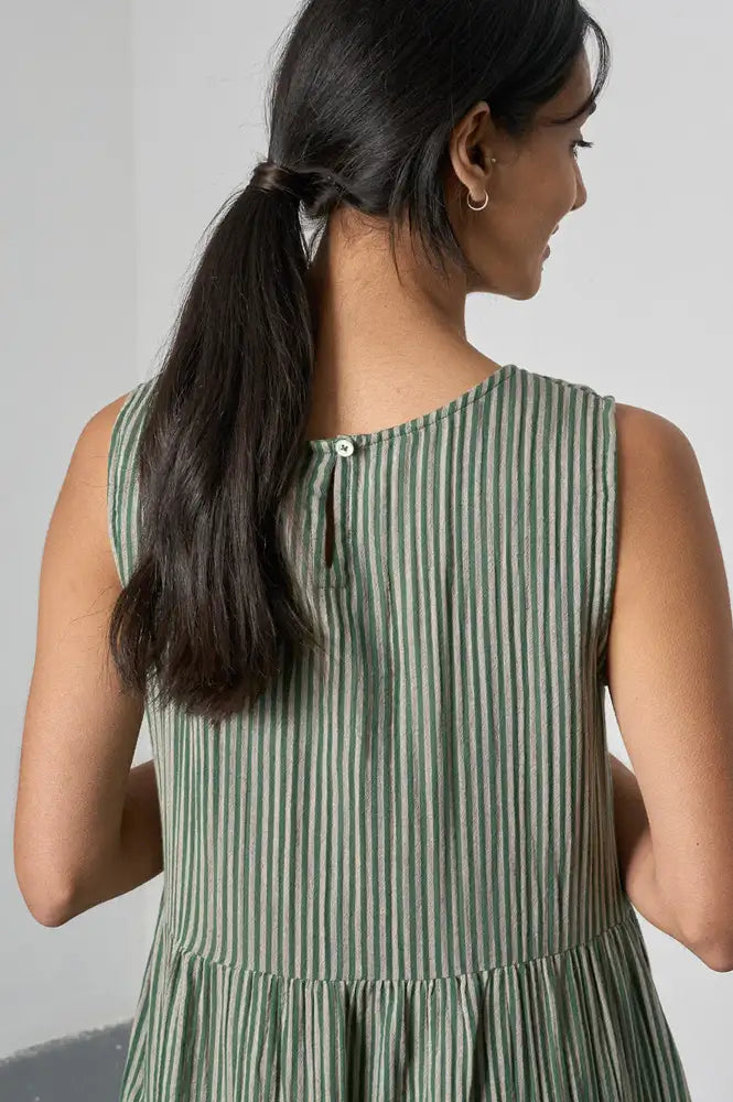 Bibico Elaine Green Striped Dress - The Mercantile London