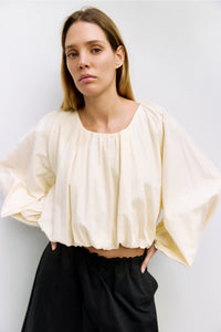 Mod Ref Jenna Cream Long Sleeve Bubble Top