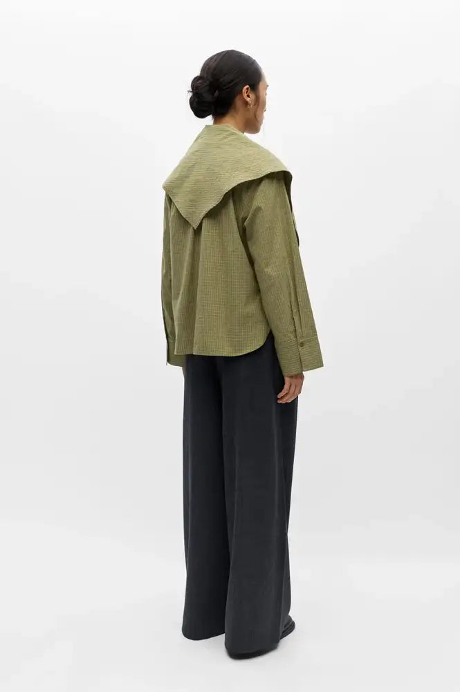 Object Vonne Bronze Green Check Scarf Blouse