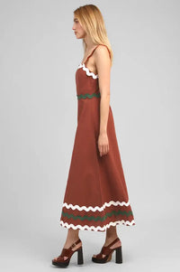An'ge Ovalentin Brown Ric Rac Dress