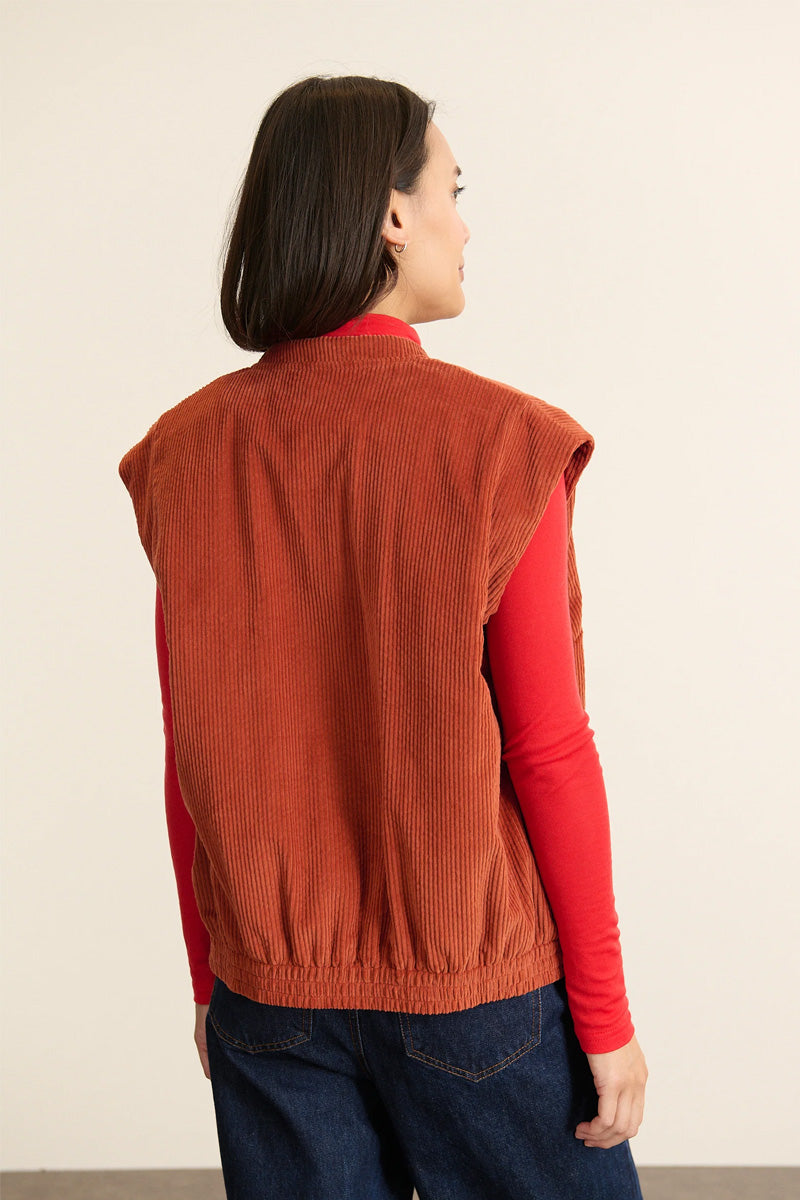 Garance Bresil Terracotta Corduroy Sleeveless Jacket - The Mercantile London