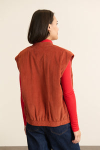 Garance Bresil Terracotta Corduroy Sleeveless Jacket - The Mercantile London