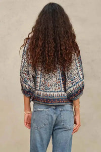 M.A.B.E Cass Indigo & Rust Print Jacket - The Mercantile London