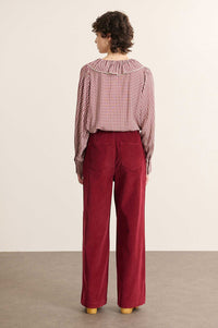 Garance Bertille Bordeaux Gingham Blouse - The Mercantile London