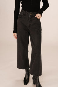 Grace & Mila Jonas Cropped Washed Balck Denim Jeans - The Mercantile London