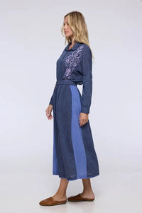 Charlie Joe Shek Navy Two Tone Skirt - The Mercantile London