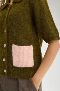 Numph Salia Fir Green Short Sleeve Cardigan