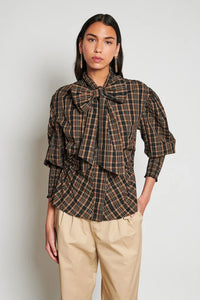 Ghospell Tamara Brown/ Black Bow Blouse
