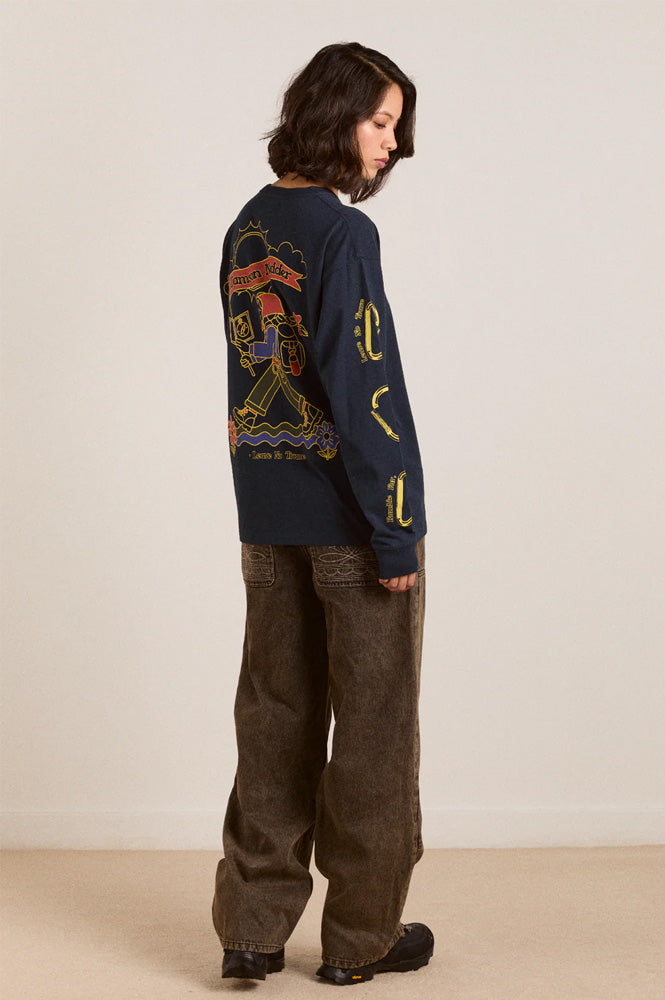 Damson Madder The Rambler Navy Long-Sleeve T-Shirt