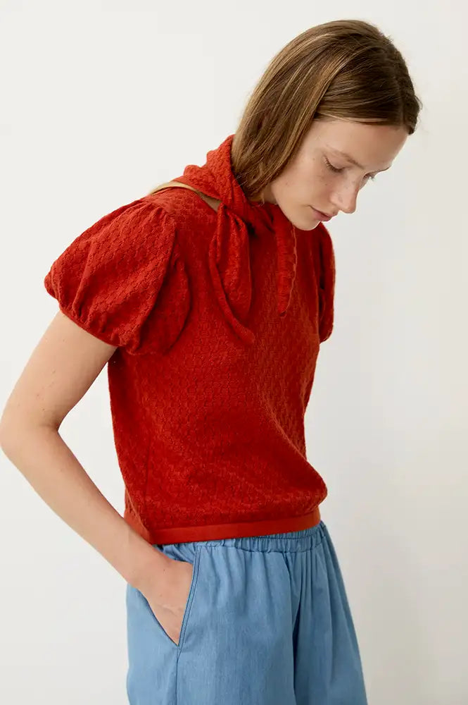 Diarte Liza Tomato Red Knitted Top - The Mercantile London
