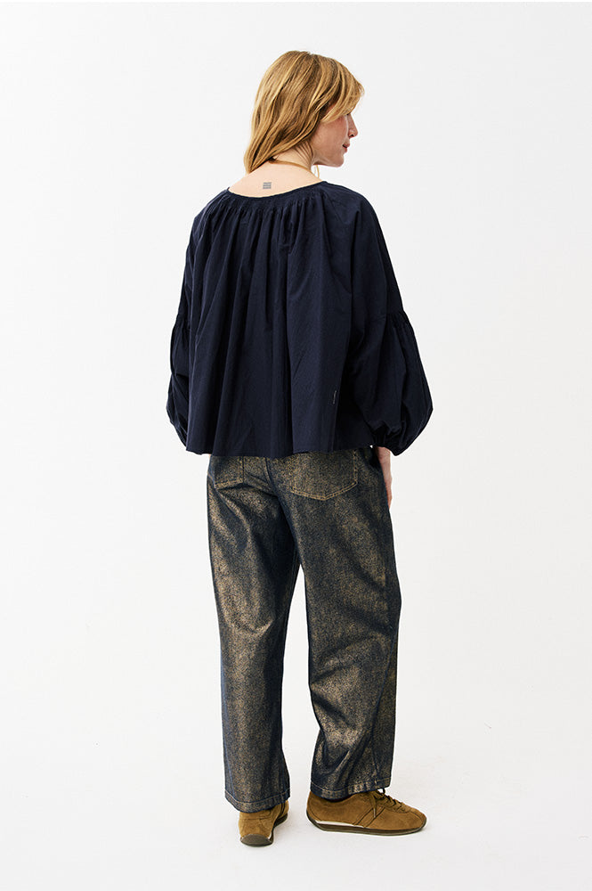 Maison Anana Philise Navy Blouse - The Mercantile London