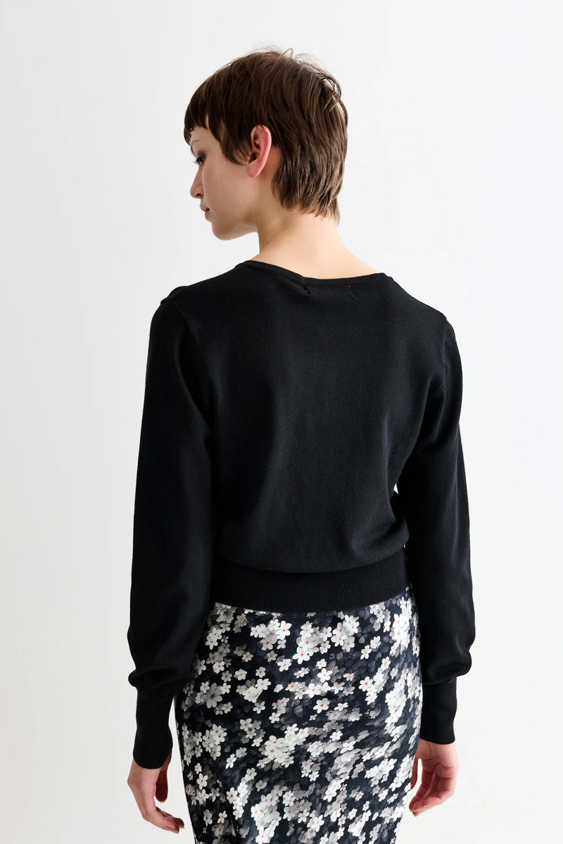 Louche Ives Bow Black Cardigan - The Mercantile London