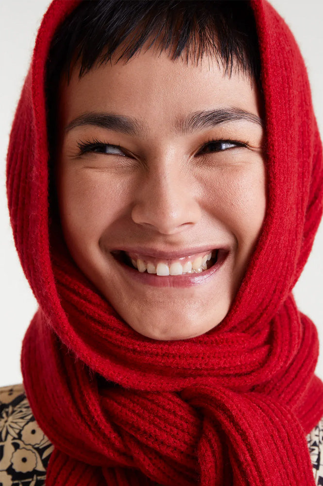 Compania Fantastica Red Knit Hooded Scarf - The Mercantile London