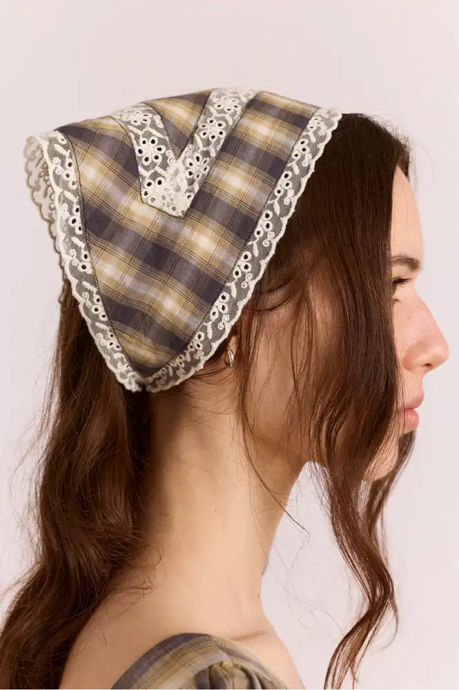 Damson Madder Cardamon Check Headscarf