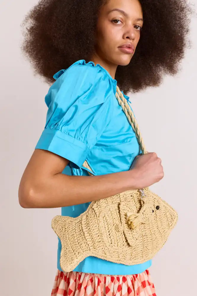 Damson Madder Raffia Fish Bag