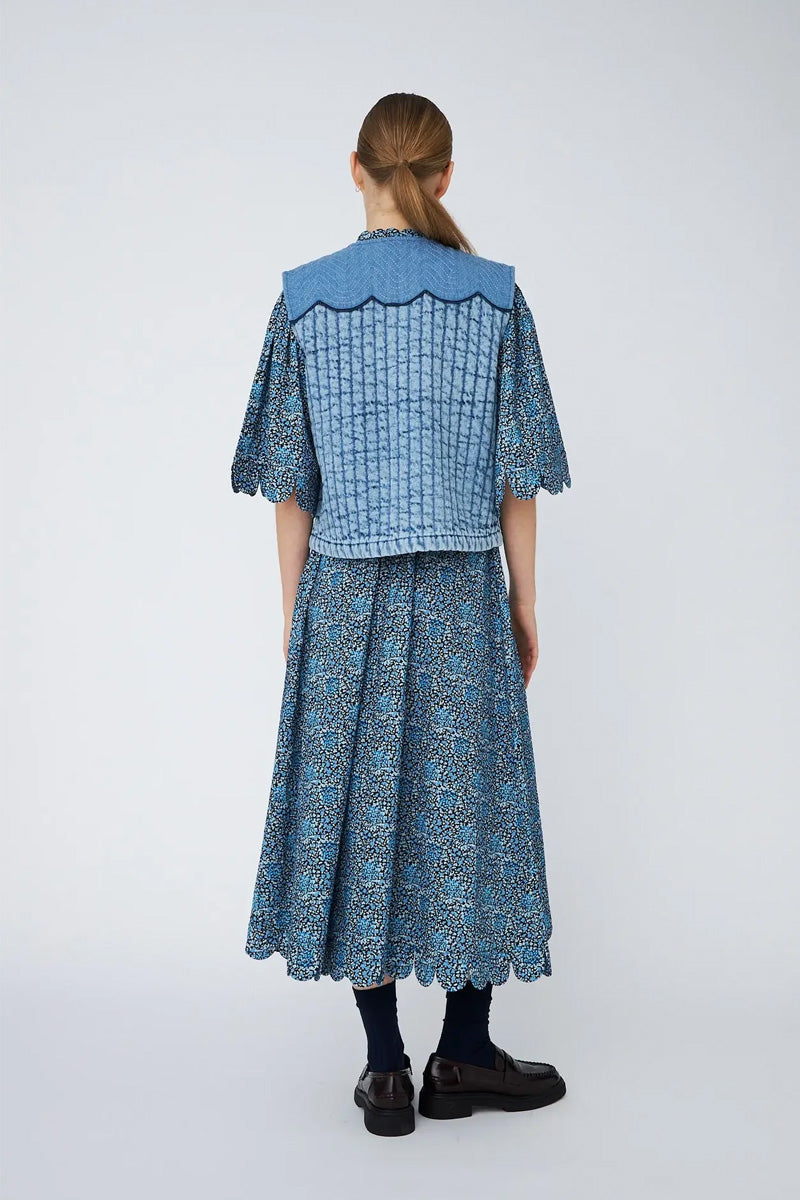 Stella Nova Denim Blue Quilted Vest - The Mercantile London
