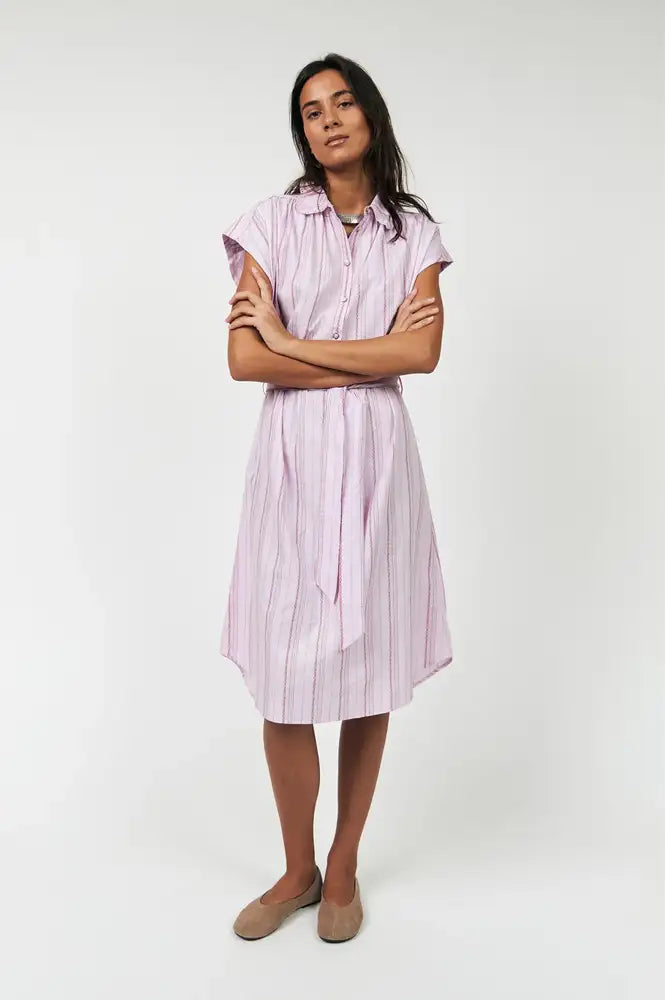 Lolly's Laundry Bey Lilac Stripe Shirt Dress - The Mercantile London