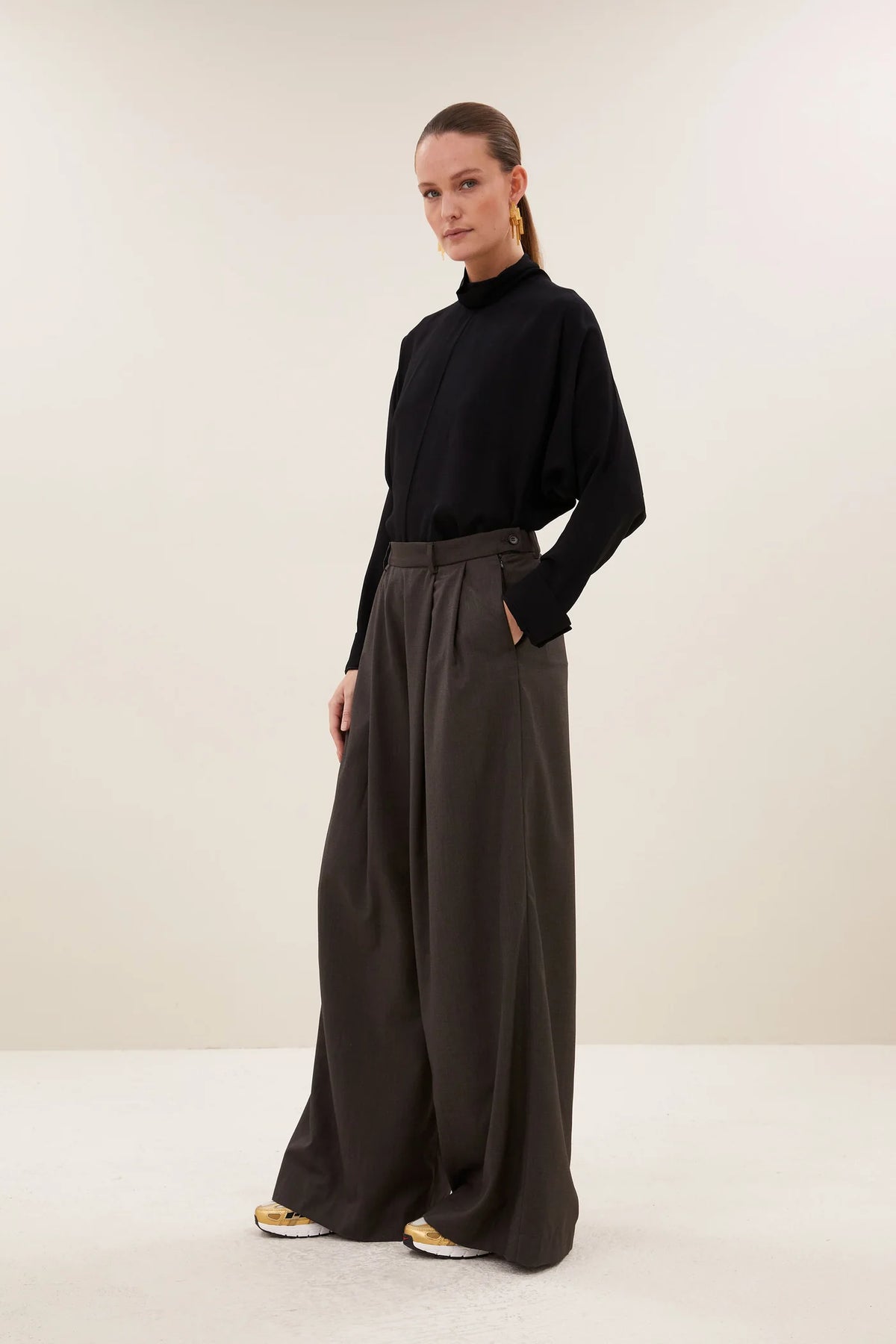 By-Bar Ien Jet Black Viscose Blouse