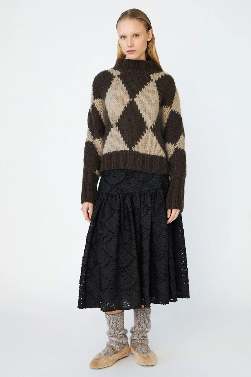 Dawn x Dare Erica Mocha Diamond Jumper - The Mercantile London