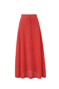 FRNCH Affoue Red Knit Skirt - The Mercantile London