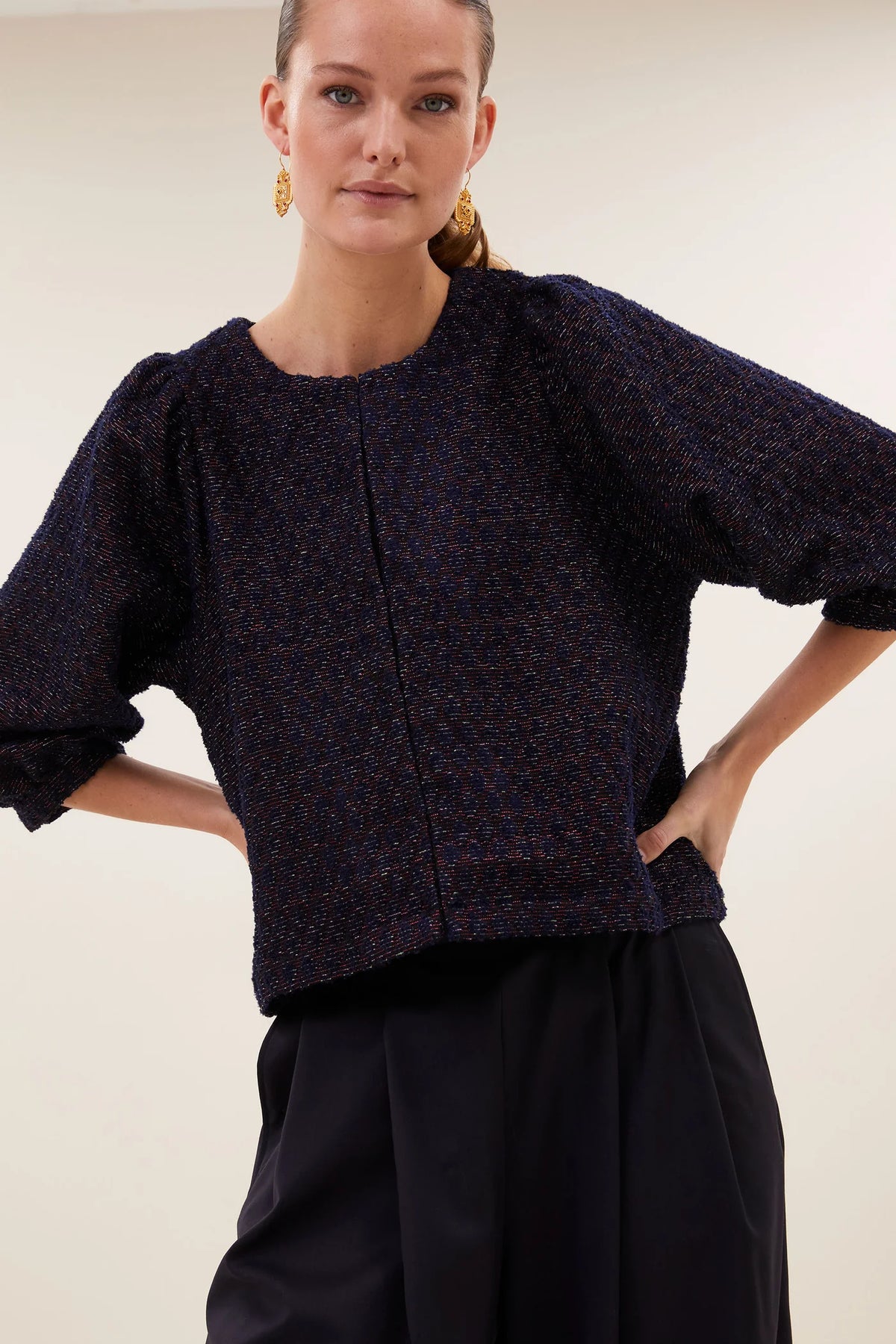 By-Bar Mauri Diamond Check Sparkle Blouse