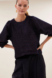 By-Bar Mauri Diamond Check Sparkle Blouse