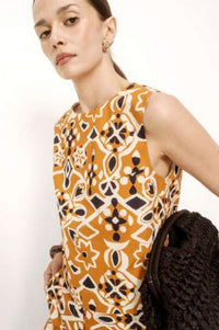 Grace & Mila Venise Cognac Printed Top - The Mercantile London