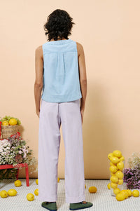 FRNCH Colza Striped Denim Sleeveless Vest - The Mercantile London